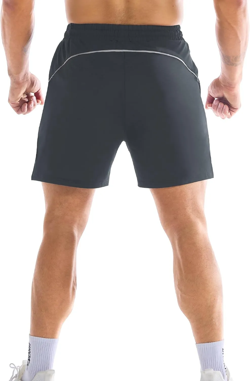 BROKIG Men's 2 Pack Drylite Bodybuilding Gym Shorts with Pockets Quick Dry Stretch Workout Shorts Men