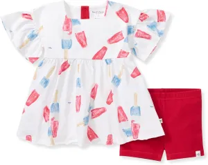 Burt's Bees Baby baby-girls Top and Shorts Set, Tunic and Shorts Bundle, 100% Organic Cotton