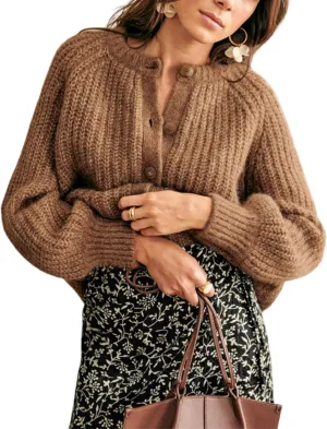 Cardigan Sweaters for Women Chunky Knit Cardigans Long Sleeve Button Sweater Jacket 2024 Fall Winter
