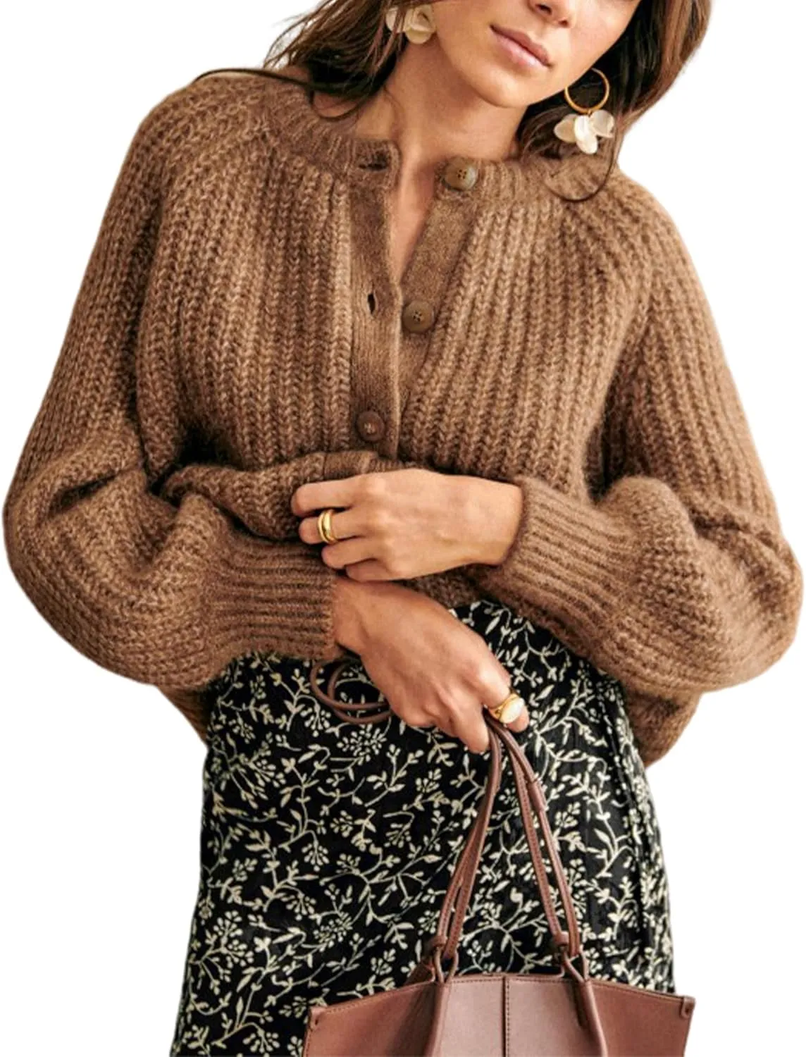 Cardigan Sweaters for Women Chunky Knit Cardigans Long Sleeve Button Sweater Jacket 2024 Fall Winter