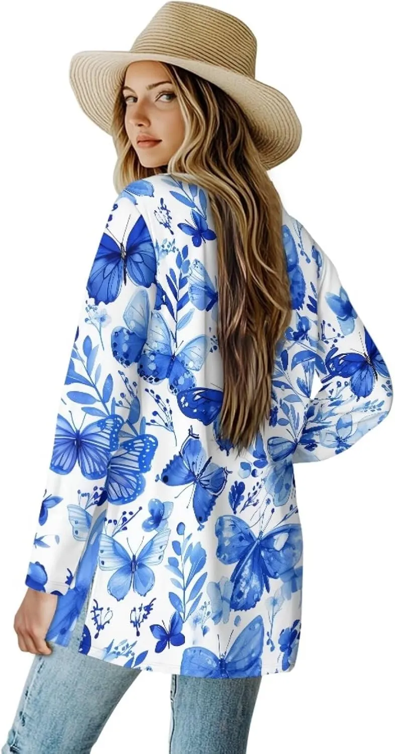 Cardigan Sweaters for Women Long Sleeve Cardigan Soft Drape Open Front Fall Dusters V-Neck Jackets Dressy Loose Coat
