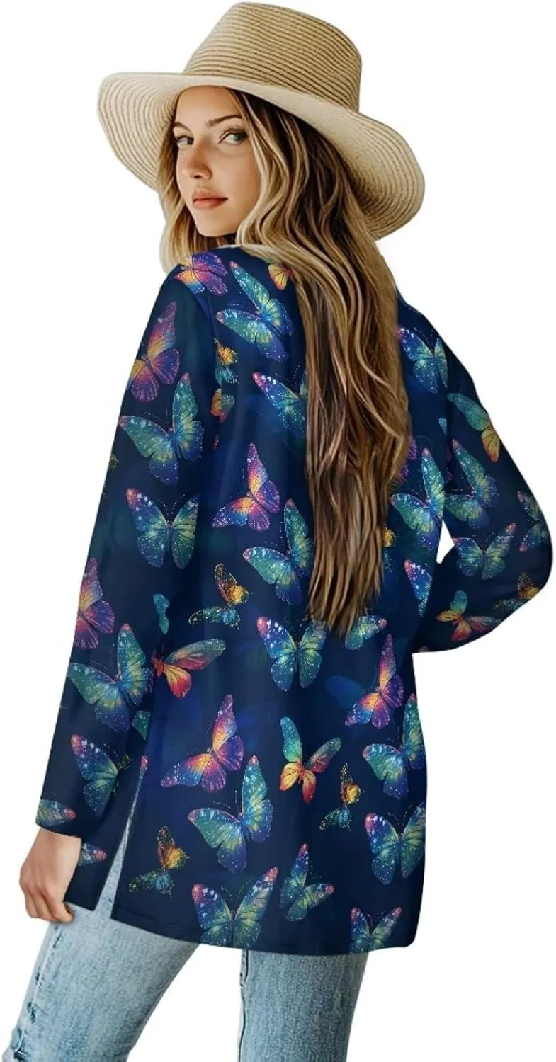 Cardigan Sweaters for Women Long Sleeve Cardigan Soft Drape Open Front Fall Dusters V-Neck Jackets Dressy Loose Coat