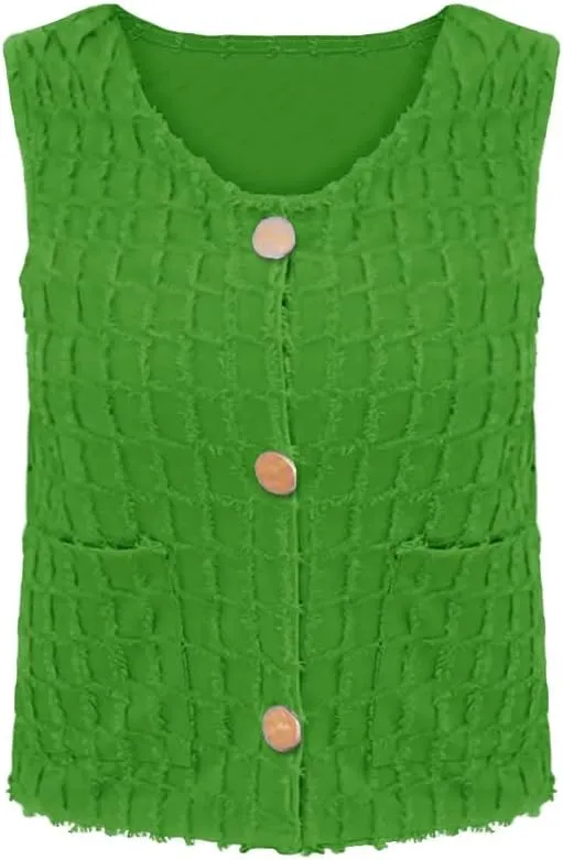 Cardigan Vest Tank Top for Women Button Down Summer Tops Sleeveless Shirts Fashion Streetwear