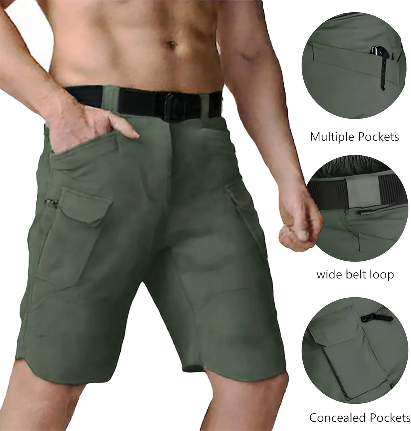 Cargo Shorts for Man Waterproof Stretch Multi Pockets Quick-Dry Outdoor Camping Running Athletic Men's Shorts