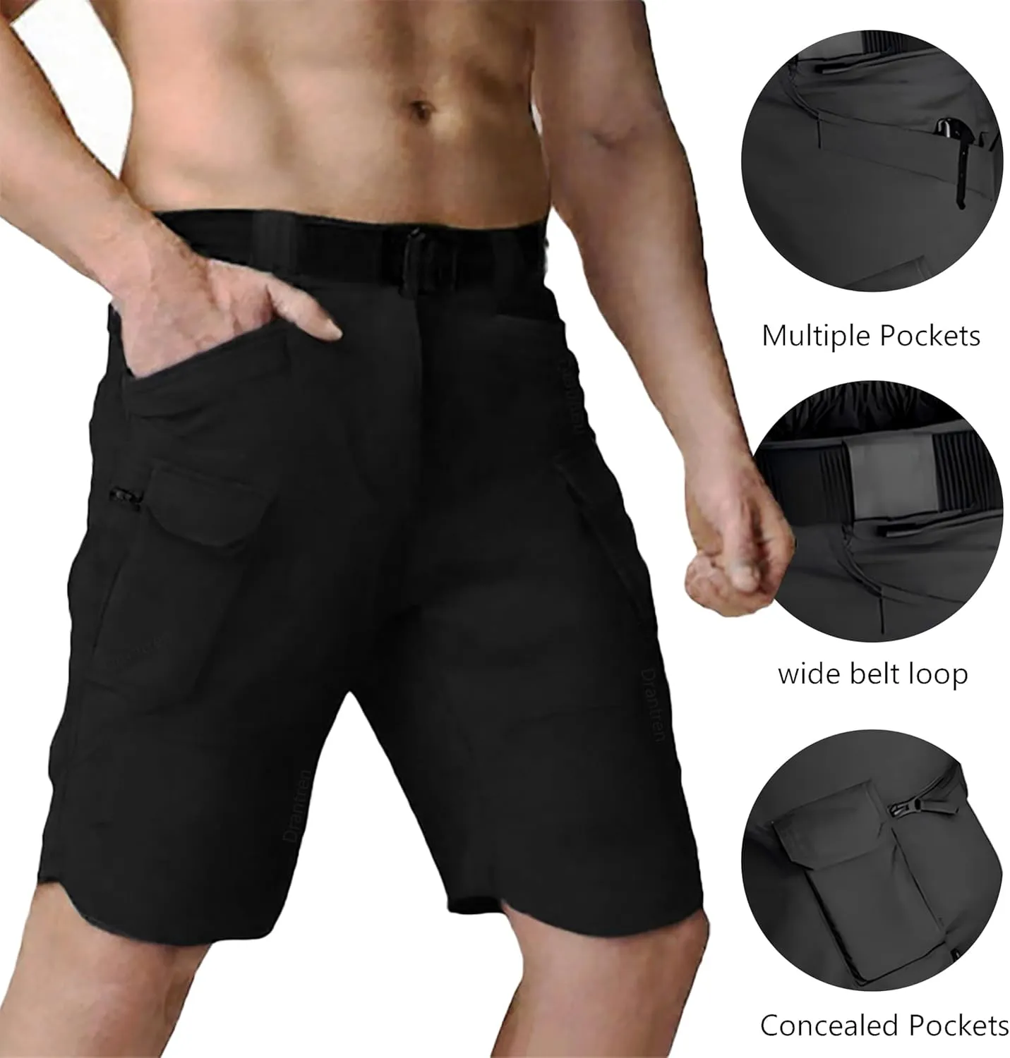 Cargo Shorts for Man Waterproof Stretch Multi Pockets Quick-Dry Outdoor Camping Running Athletic Men's Shorts