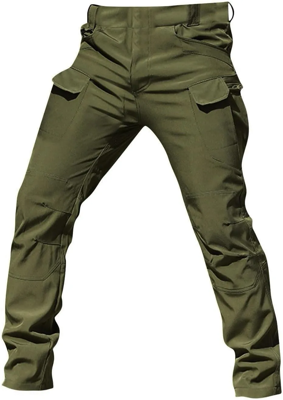 Cargo Work Pants for Men Stretchy Elastic Waist Camo Flex Tactical Pants Quick Dry Utility Combat Pant with Pockets
