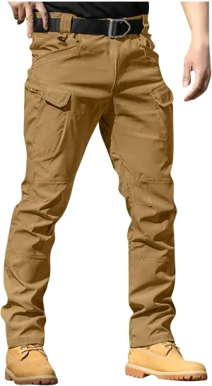 Cargo Work Pants for Men Stretchy Elastic Waist Camo Flex Tactical Pants Quick Dry Utility Combat Pant with Pockets