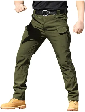 Cargo Work Pants for Men Stretchy Elastic Waist Camo Flex Tactical Pants Quick Dry Utility Combat Pant with Pockets