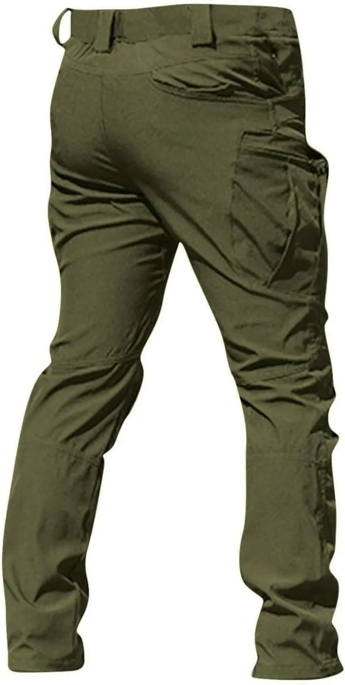 Cargo Work Pants for Men Stretchy Elastic Waist Camo Flex Tactical Pants Quick Dry Utility Combat Pant with Pockets