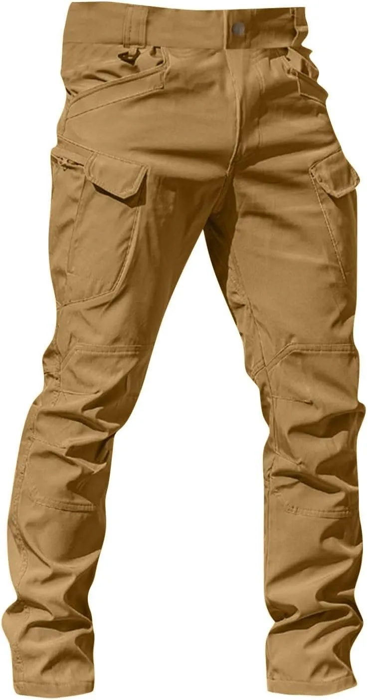 Cargo Work Pants for Men Stretchy Elastic Waist Camo Flex Tactical Pants Quick Dry Utility Combat Pant with Pockets