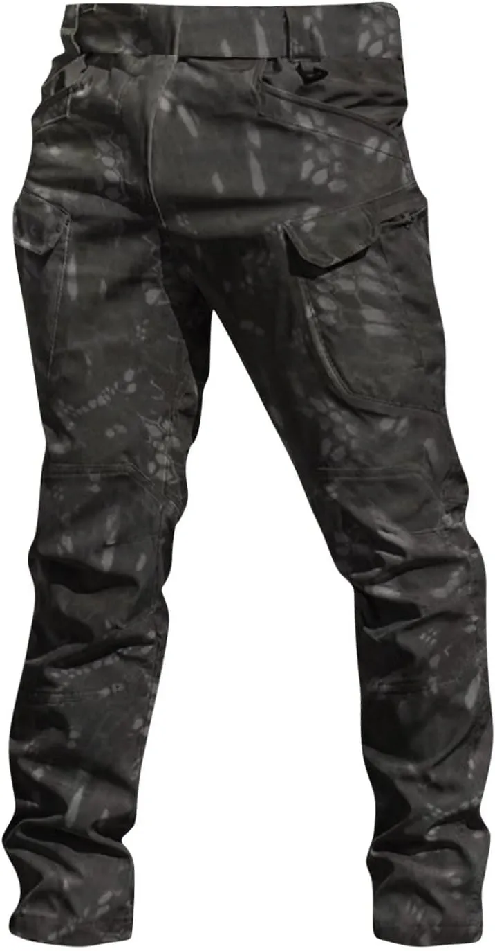 Cargo Work Pants for Men Stretchy Elastic Waist Camo Flex Tactical Pants Quick Dry Utility Combat Pant with Pockets