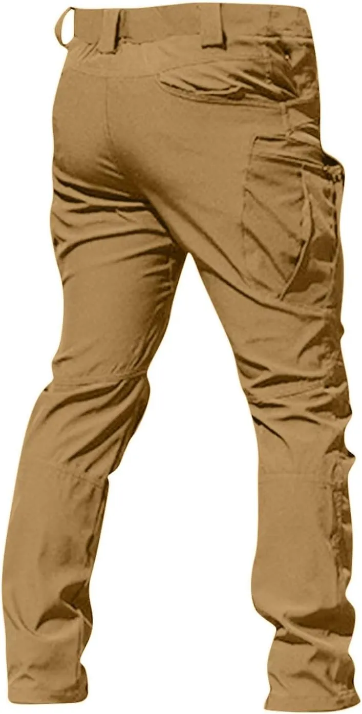 Cargo Work Pants for Men Stretchy Elastic Waist Camo Flex Tactical Pants Quick Dry Utility Combat Pant with Pockets