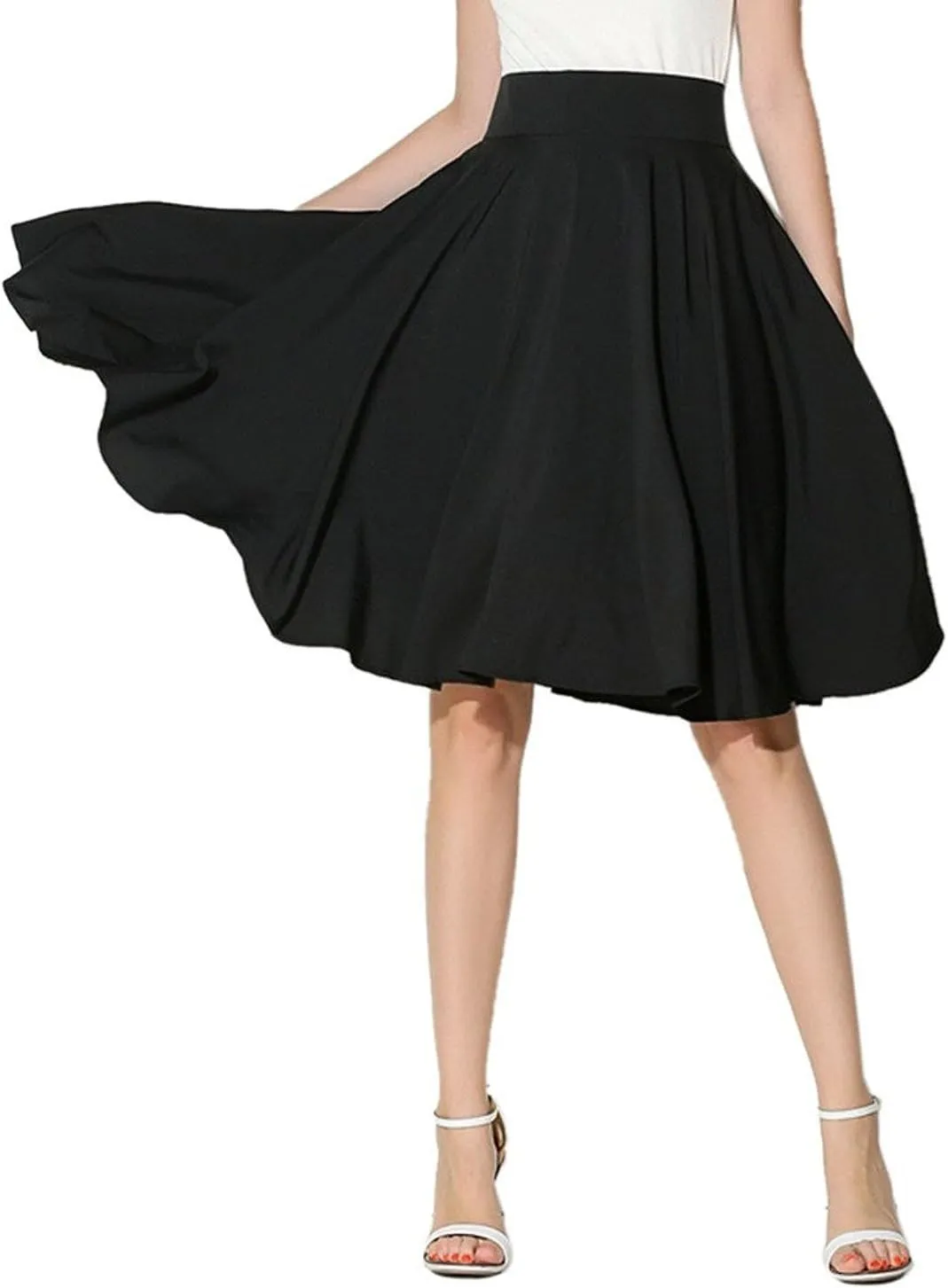 CHOiES record your inspired fashion Women's Pink/BlackBlue/White Solid High Waist Trumpet Midi Skirt (10 Colors)