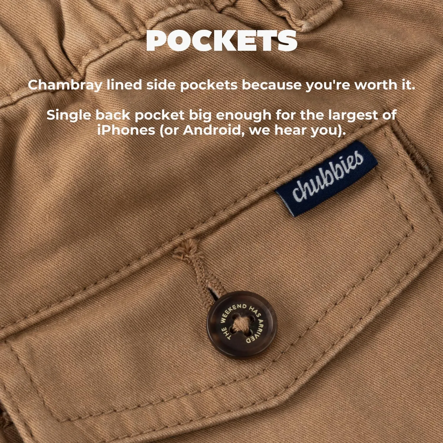 Chubbies Chino Shorts Men 5.5 Inch - Mens Shorts Casual with Elastic Waistband, Side and Back Pockets, Stretch Cotton Blend
