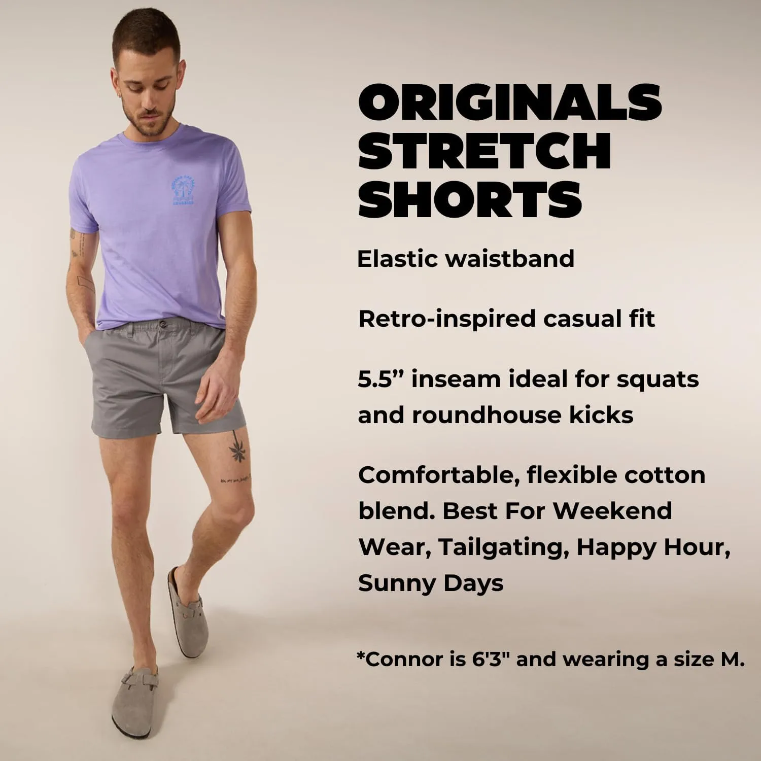 Chubbies Chino Shorts Men 5.5 Inch - Mens Shorts Casual with Elastic Waistband, Side and Back Pockets, Stretch Cotton Blend