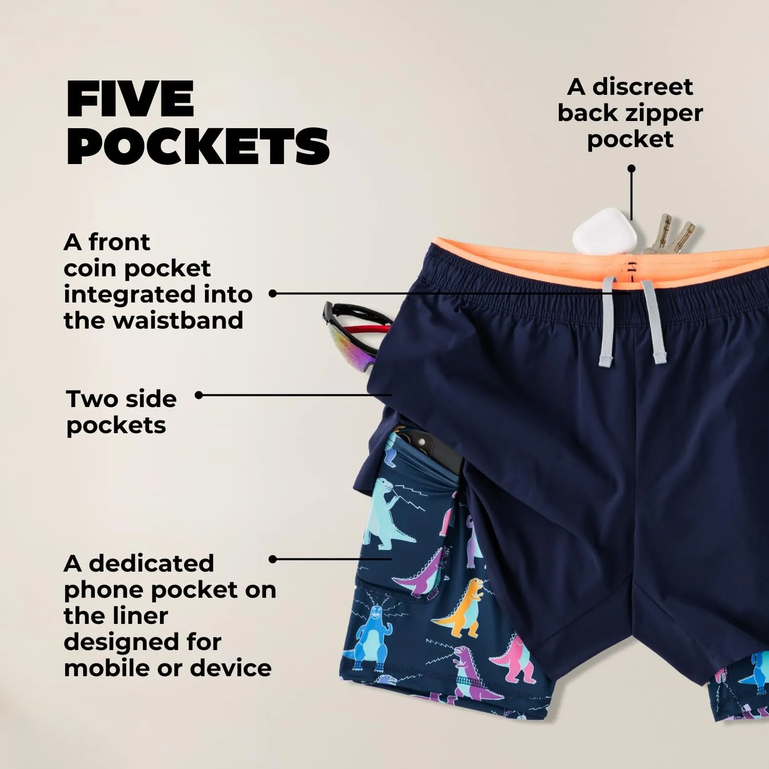 Chubbies Ultimate Training Shorts  Mens Gym Shorts and Activewear, Anti-Chafing Compression Liner, Elastic Waist, 5 Pockets