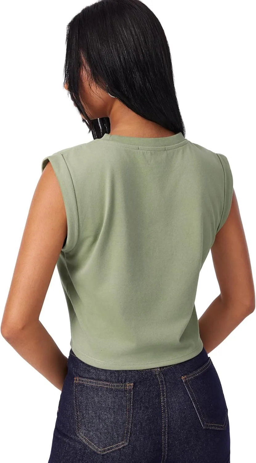 CIDER Crop Tops for Women Crew Neck T Shirts Short Sleeve Knotted Twist Front Loose Summer Basic Tee