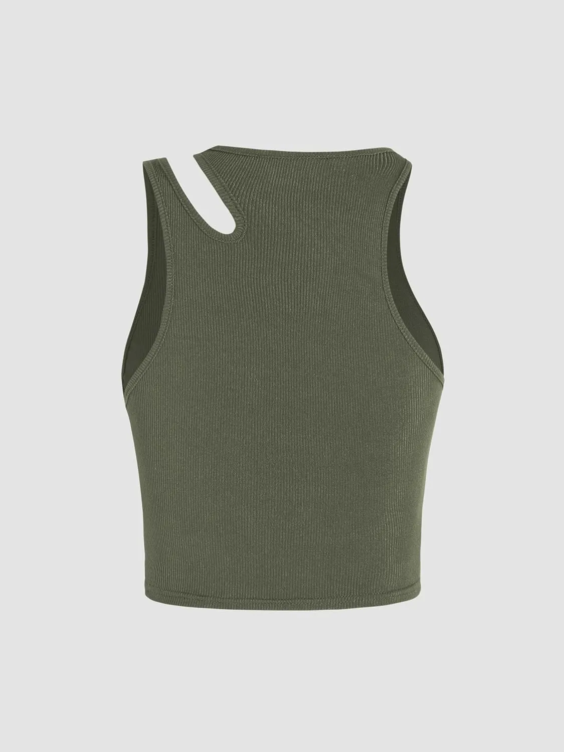 CIDER Women's Cut Out Tops Asymmetrical Neck Sleeveless Crop Tank Tops Slim Fitted Ribbed Tee Trendy Y2K Outfits