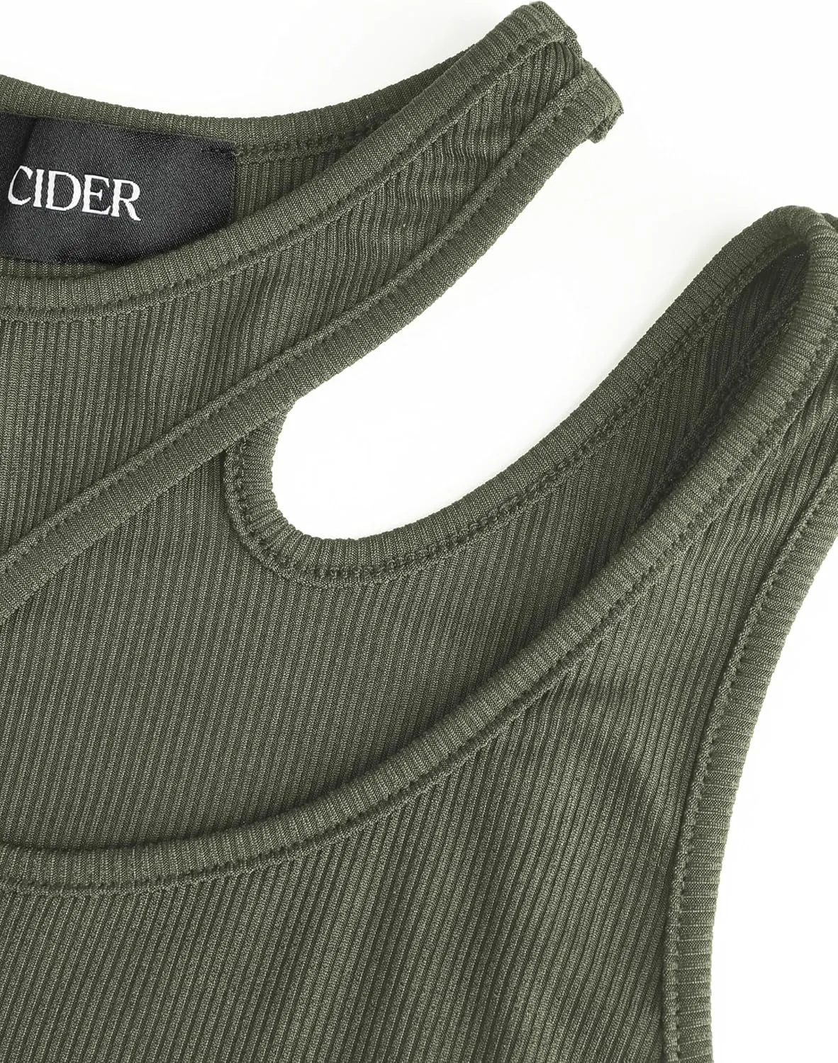 CIDER Women's Cut Out Tops Asymmetrical Neck Sleeveless Crop Tank Tops Slim Fitted Ribbed Tee Trendy Y2K Outfits