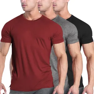 COOFANDY Men's 3 Pack Workout T Shirts Short Sleeve Gym Bodybuilding Muscle Shirt Base Layer Fitness Tee Tops