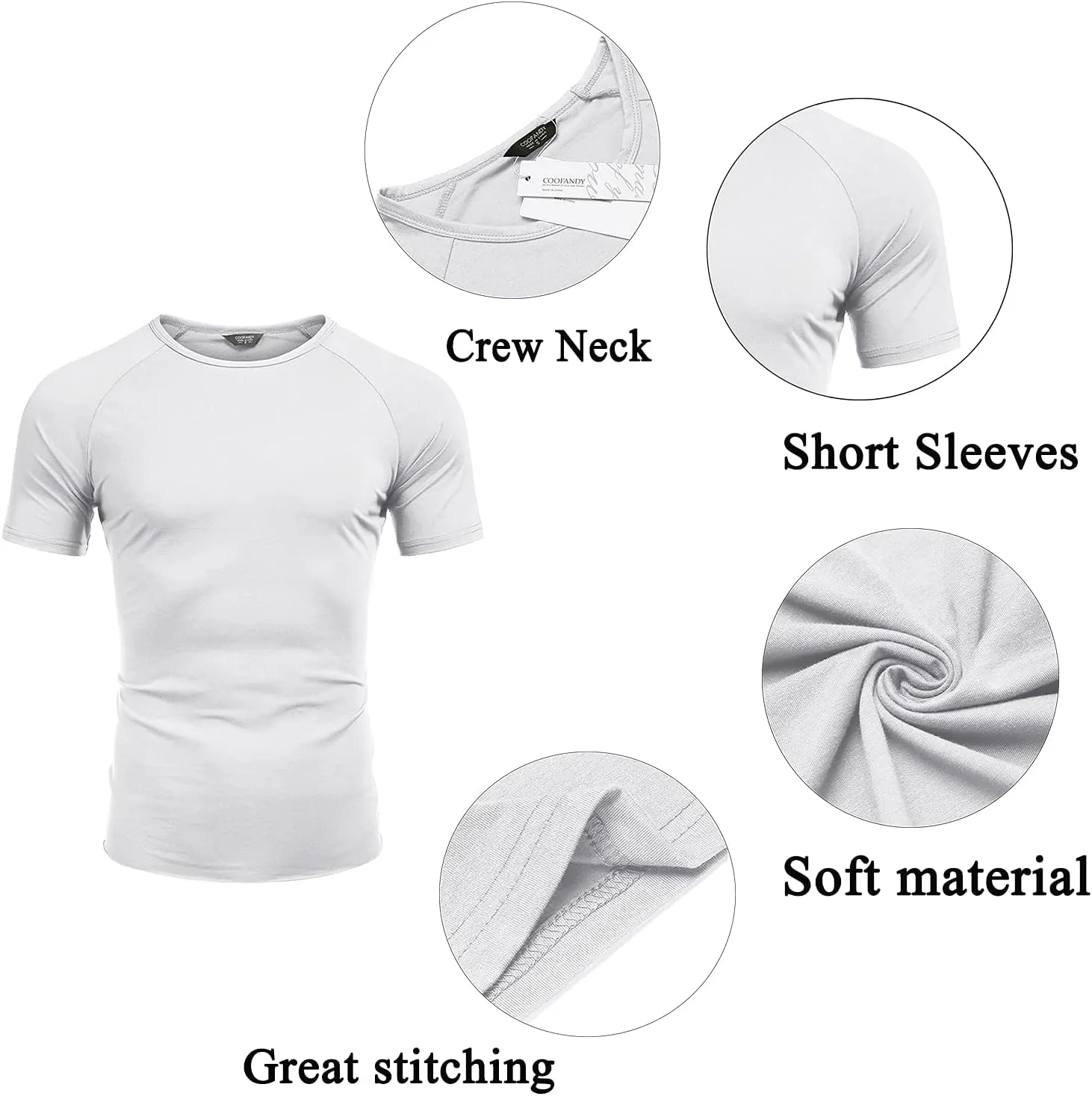 COOFANDY Men's 3 Pack Workout T Shirts Short Sleeve Gym Bodybuilding Muscle Shirt Base Layer Fitness Tee Tops
