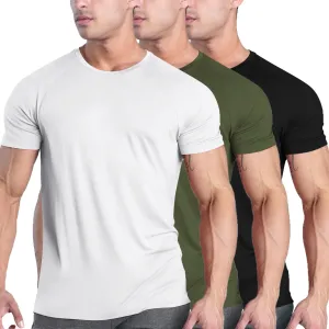 COOFANDY Men's 3 Pack Workout T Shirts Short Sleeve Gym Bodybuilding Muscle Shirt Base Layer Fitness Tee Tops