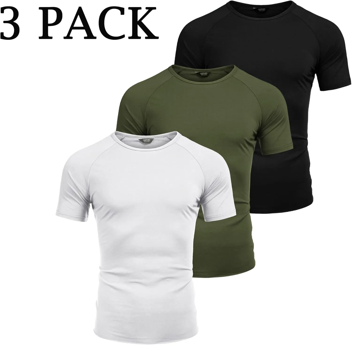 COOFANDY Men's 3 Pack Workout T Shirts Short Sleeve Gym Bodybuilding Muscle Shirt Base Layer Fitness Tee Tops
