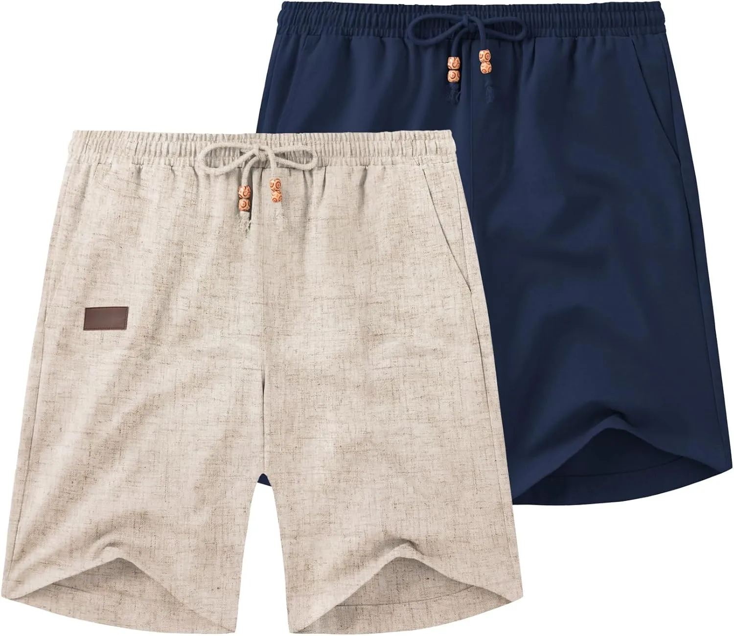 COOFANDY Mens Casual Linen Shorts Elastic Waist Drawstring Loose Fit Summer Beach Vacation Shorts with Pockets
