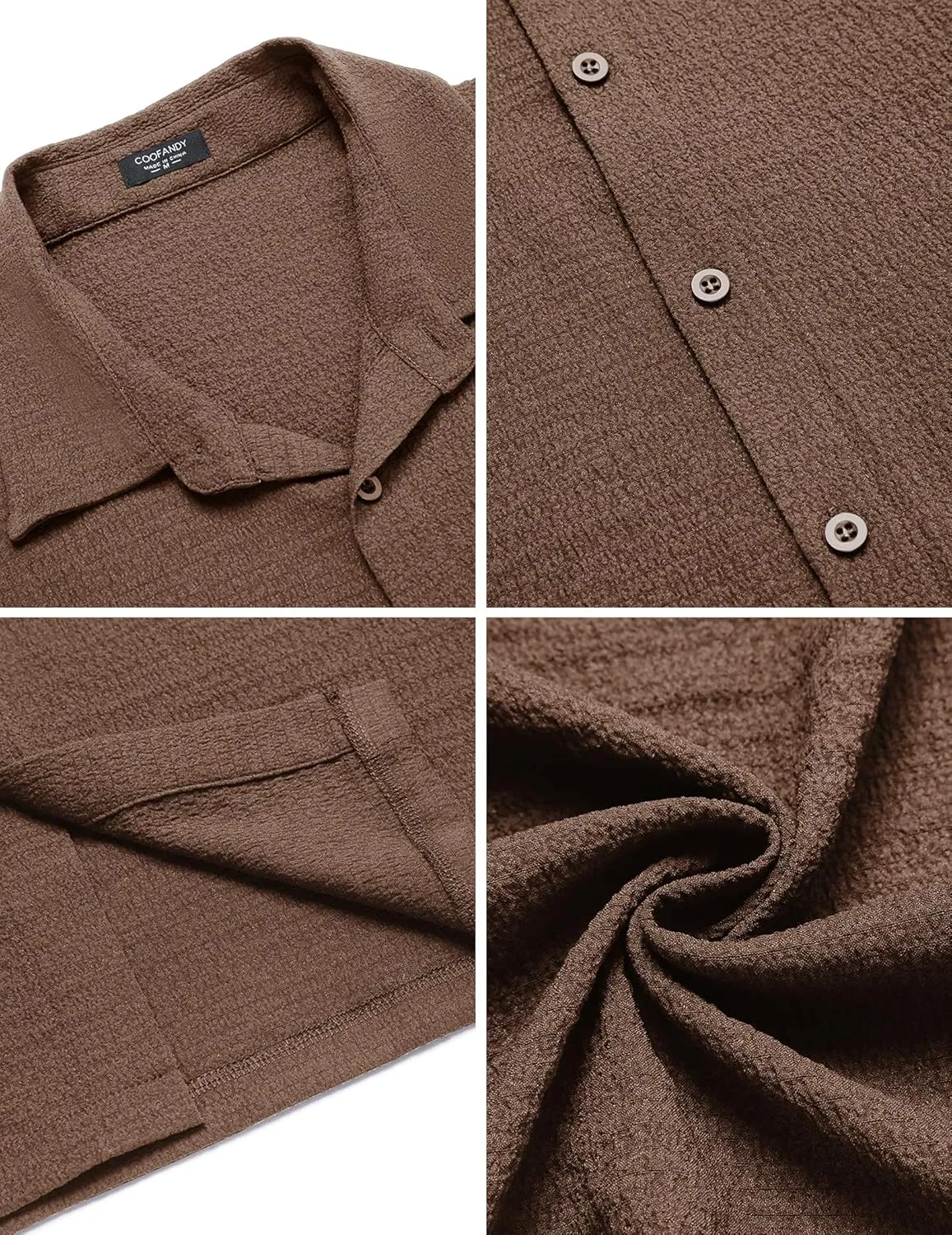 COOFANDY Men's Casual Long Sleeve Button Down Shirt Textured Wrinkle-Free Untucked Shirts