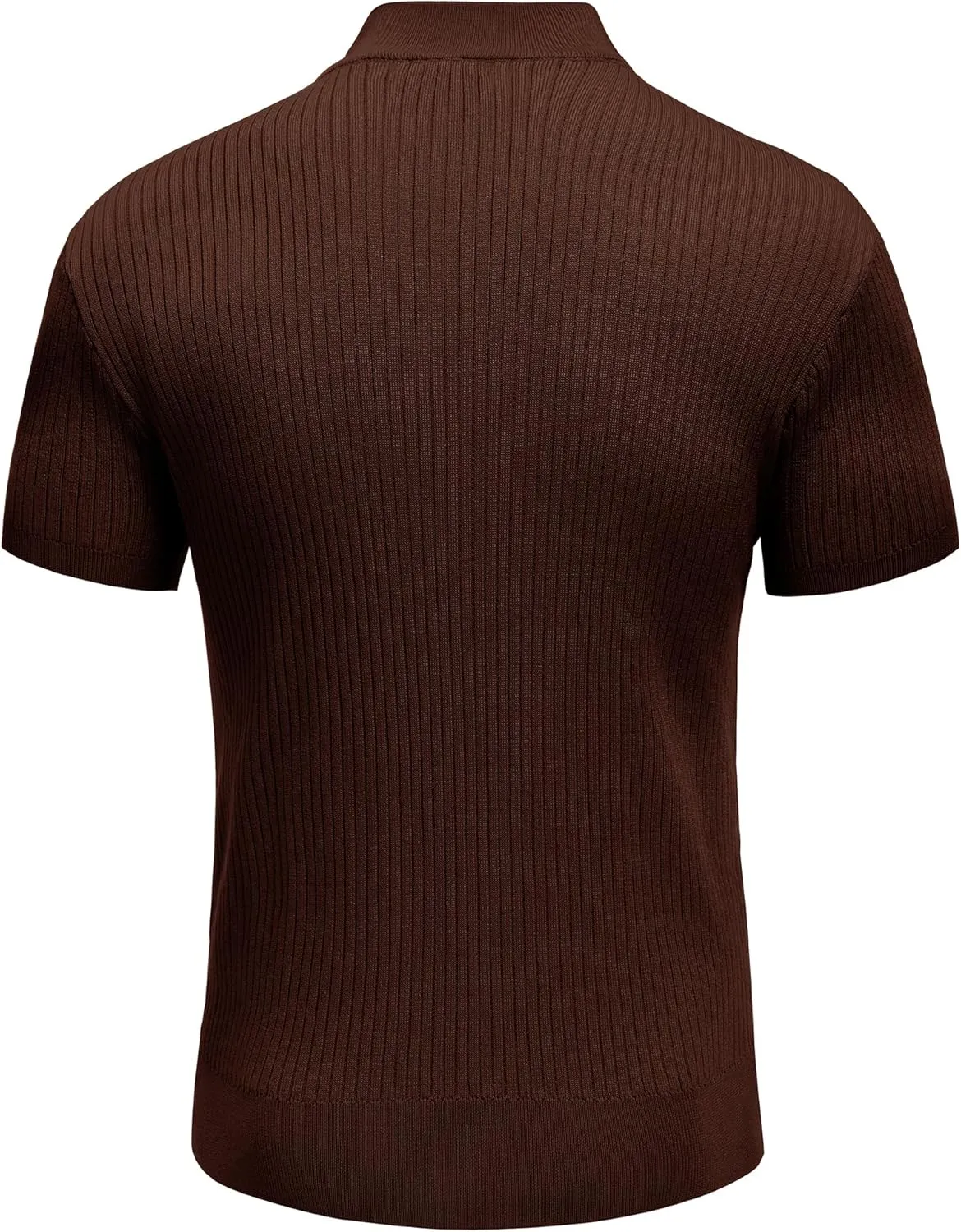 COOFANDY Men's Mock Turtleneck Sweater Short Sleeve Casual Basic Tops Ribbed Knit Pullover Solid Tee