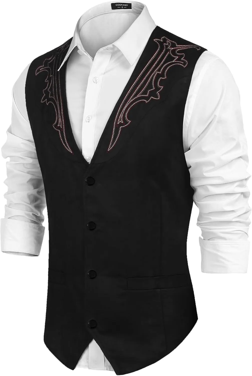 COOFANDY Men's Suede Leather Suit Vest Casual Western Vest Jacket Slim Fit Vest Waistcoat
