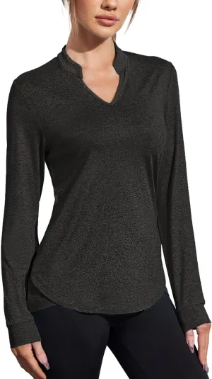 COOrun Workout Shirts for Women Long Sleeve Yoga Tops Casual Hiking Tee Shirt Athletic Breathable Top Quick Dry