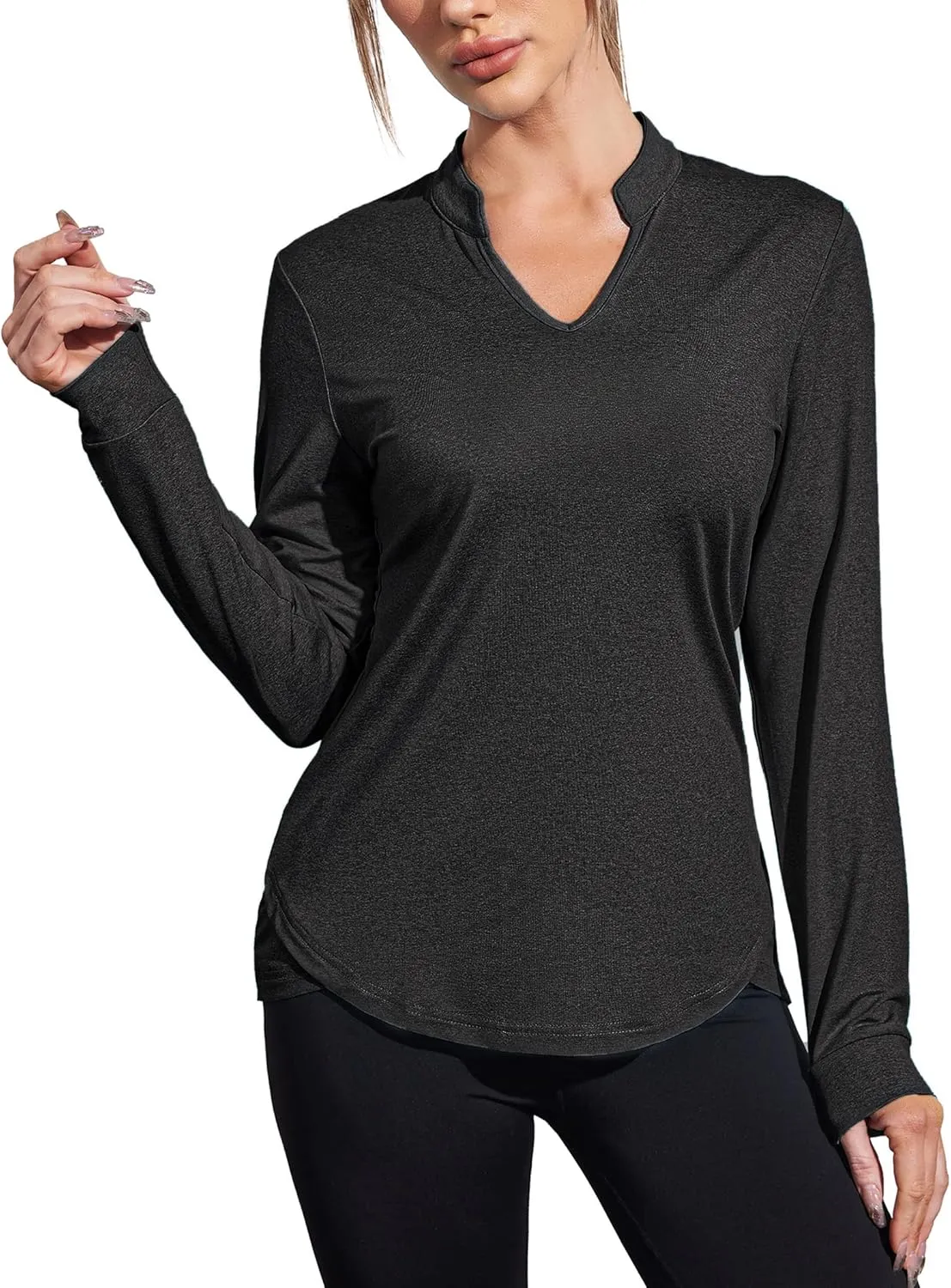 COOrun Workout Shirts for Women Long Sleeve Yoga Tops Casual Hiking Tee Shirt Athletic Breathable Top Quick Dry