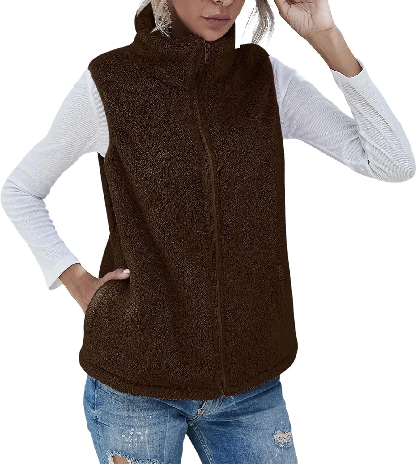 COTECRAM 2025 Fashion Women Faux Fur Vest Short Sleeveless Jacket Winter Warm Coats Outwear Comfy Soft Waistcoat