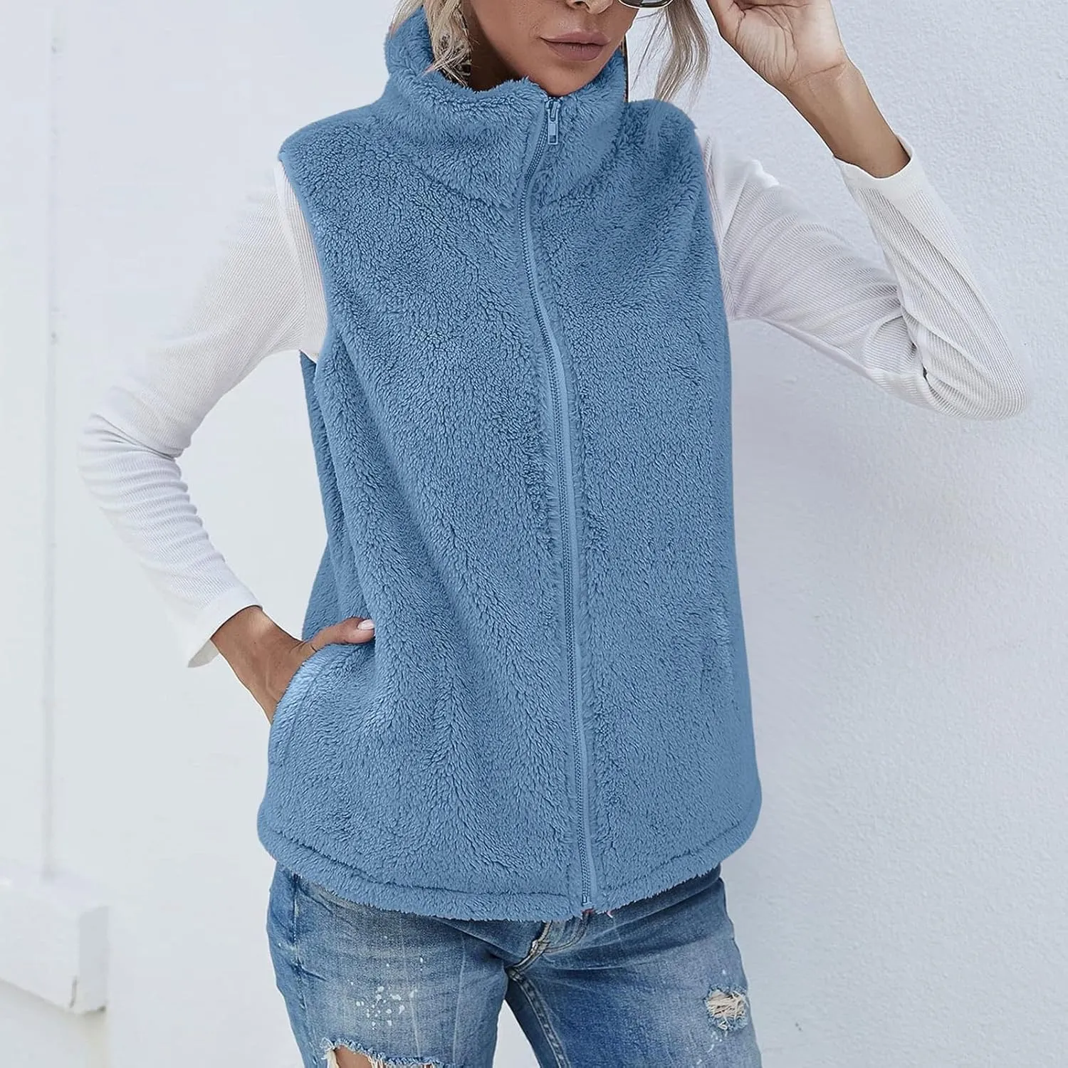 COTECRAM 2025 Fashion Women Faux Fur Vest Short Sleeveless Jacket Winter Warm Coats Outwear Comfy Soft Waistcoat