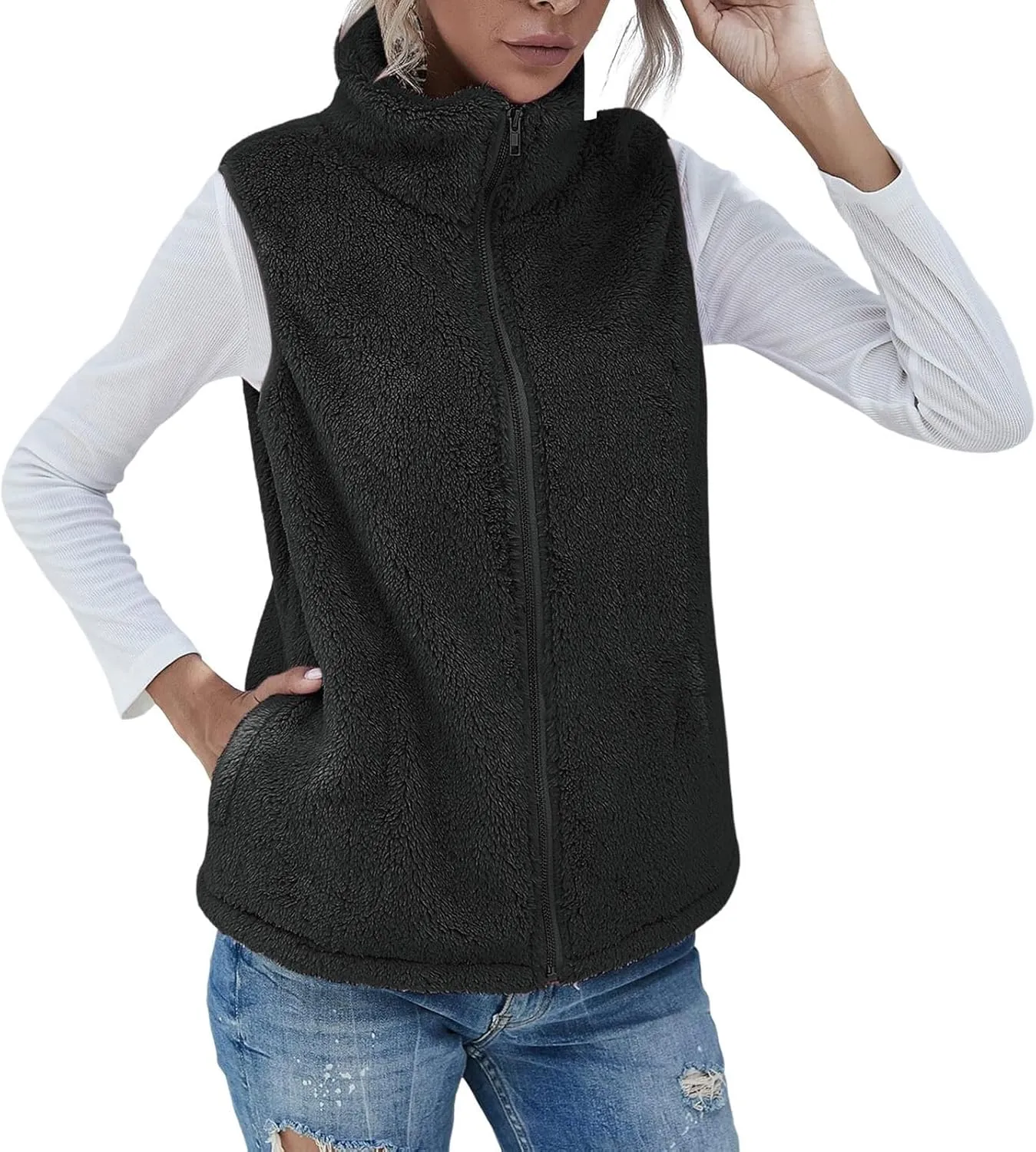 COTECRAM 2025 Fashion Women Faux Fur Vest Short Sleeveless Jacket Winter Warm Coats Outwear Comfy Soft Waistcoat