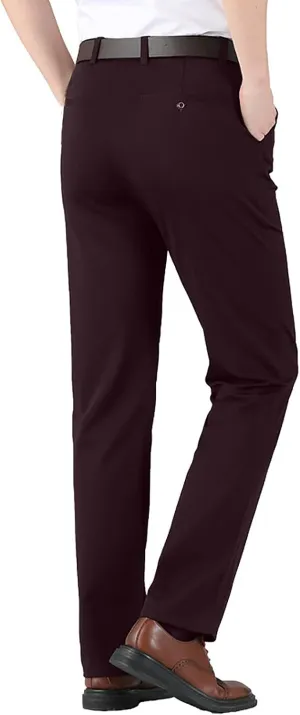 CRNTCEM Business Suit Pant for Men Slim Fit Front Flat Casual Dress Pants Straight Leg Black Office Work Chino Pants