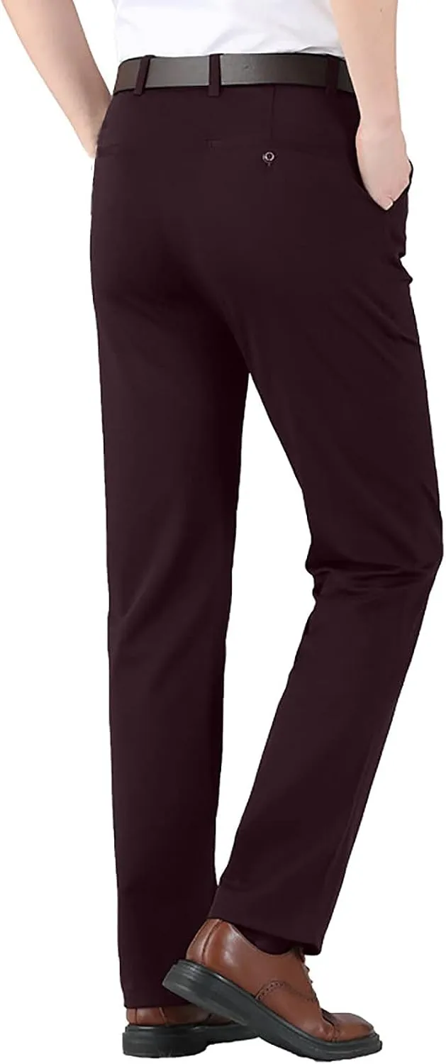 CRNTCEM Business Suit Pant for Men Slim Fit Front Flat Casual Dress Pants Straight Leg Black Office Work Chino Pants
