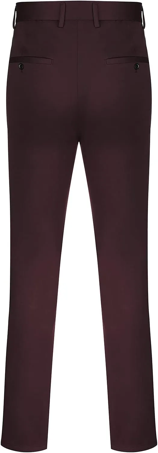 CRNTCEM Business Suit Pant for Men Slim Fit Front Flat Casual Dress Pants Straight Leg Black Office Work Chino Pants