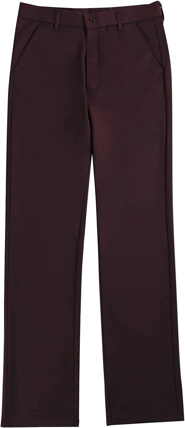 CRNTCEM Business Suit Pant for Men Slim Fit Front Flat Casual Dress Pants Straight Leg Black Office Work Chino Pants