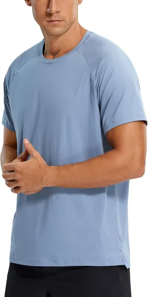 CRZ YOGA Men's Workout Short Sleeve T-Shirt Quick Dry Gym Athletic Running Stretchy Tee Shirts Top