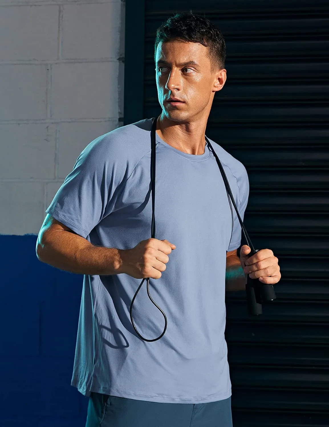 CRZ YOGA Men's Workout Short Sleeve T-Shirt Quick Dry Gym Athletic Running Stretchy Tee Shirts Top