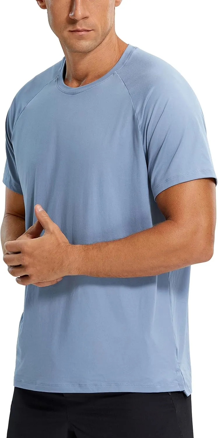 CRZ YOGA Men's Workout Short Sleeve T-Shirt Quick Dry Gym Athletic Running Stretchy Tee Shirts Top