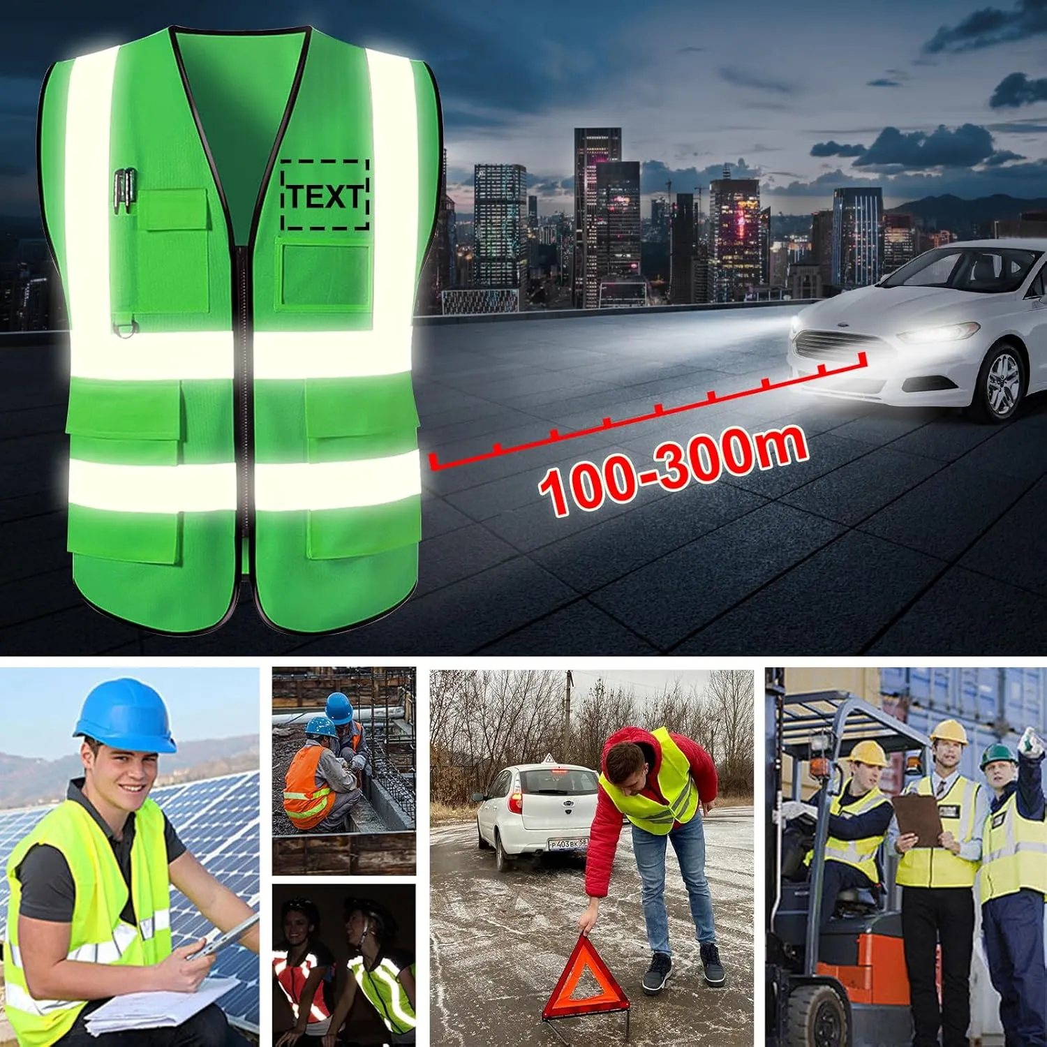 Custom Safety Vest for Men High Visibility Protective Workwear 5 Pockets With Reflective Strip