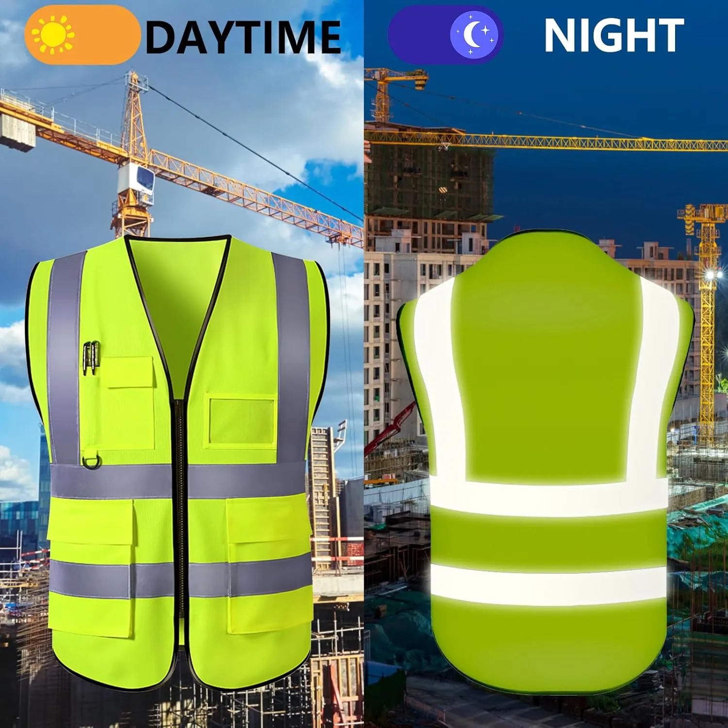 Custom Safety Vest for Men High Visibility Protective Workwear 5 Pockets With Reflective Strip