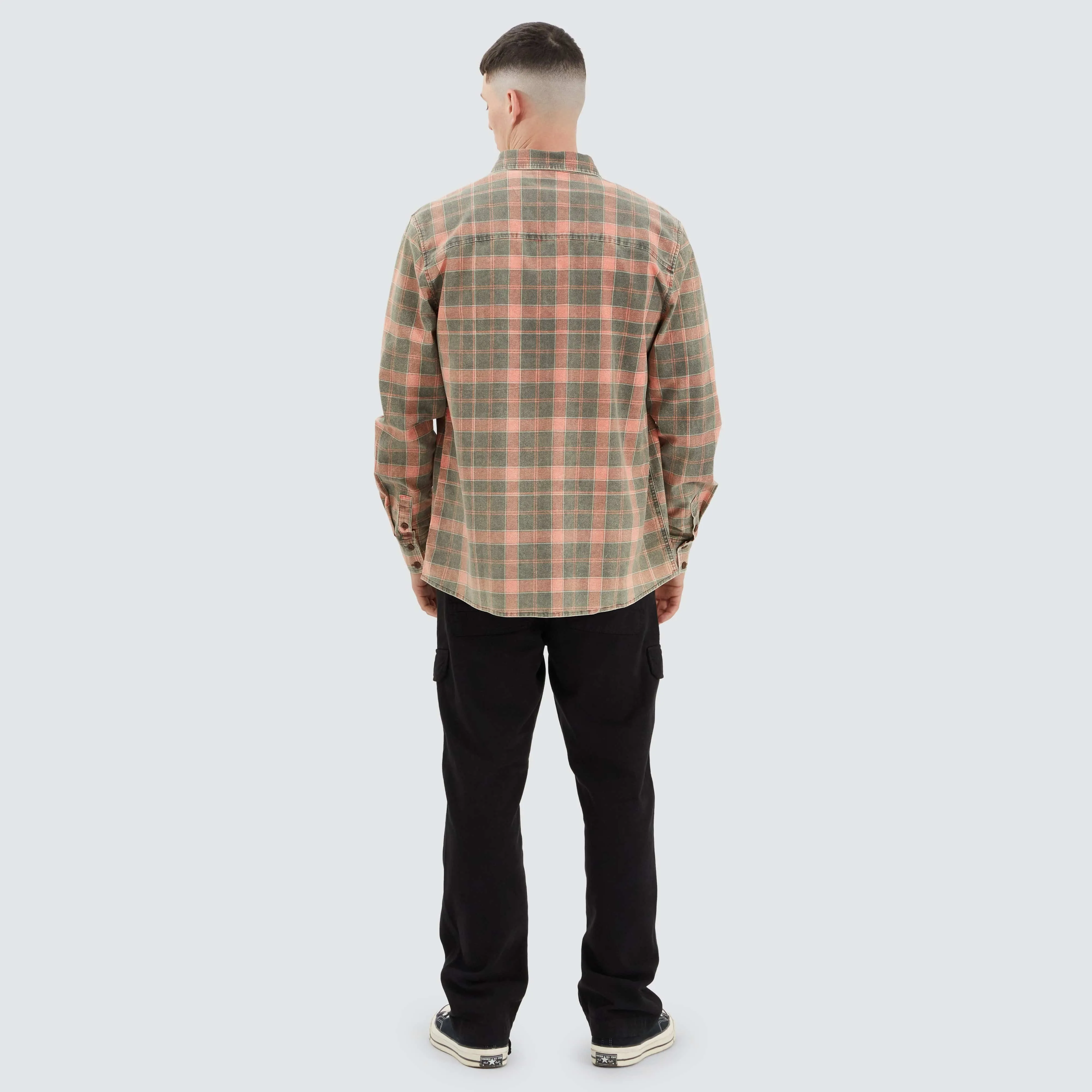 Dian Drop Shoulder Longsleeve Shirt Flame Scarlet Check