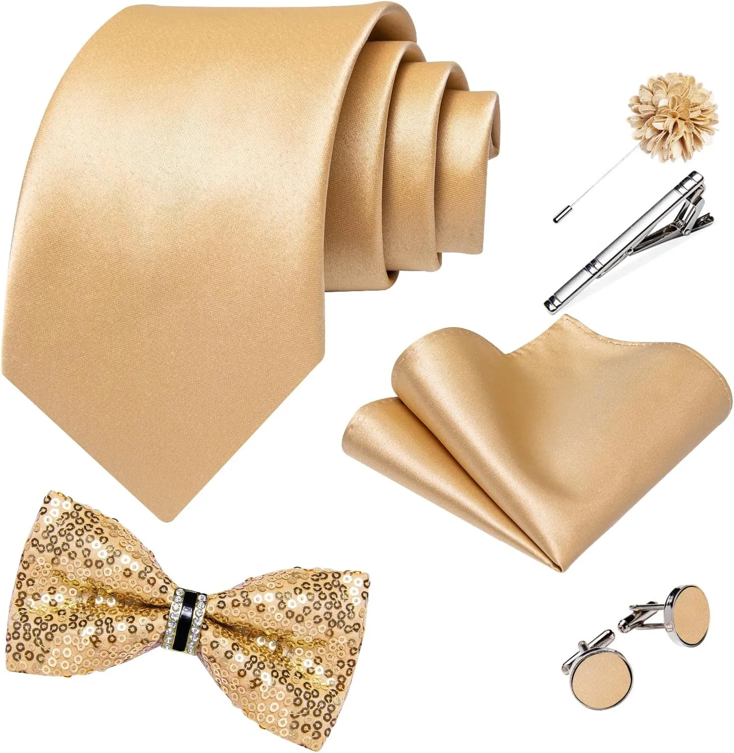 DiBanGu Mens Sequin Suit Vest and Tie Set, Shiny Dress Waistcoat & Bowtie with Tie Clip Lapel Pin for Party Prom Wedding
