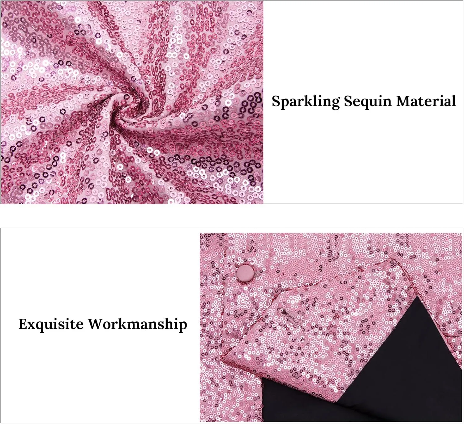 DiBanGu Mens Sequin Vest Casual V-neck Shiny Waistcoat Tie and Pocket Square Set Sharkly Solid Dress Vest for Prom Party