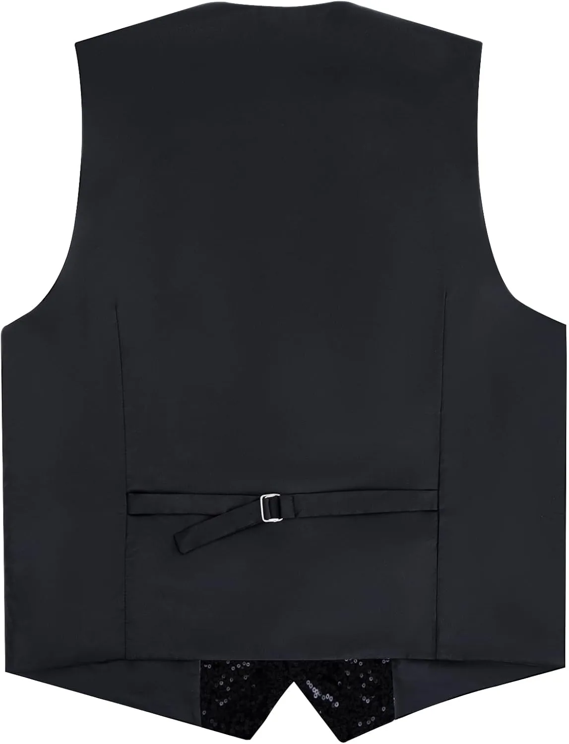DiBanGu Mens Sequin Vest Casual V-neck Shiny Waistcoat Tie and Pocket Square Set Sharkly Solid Dress Vest for Prom Party