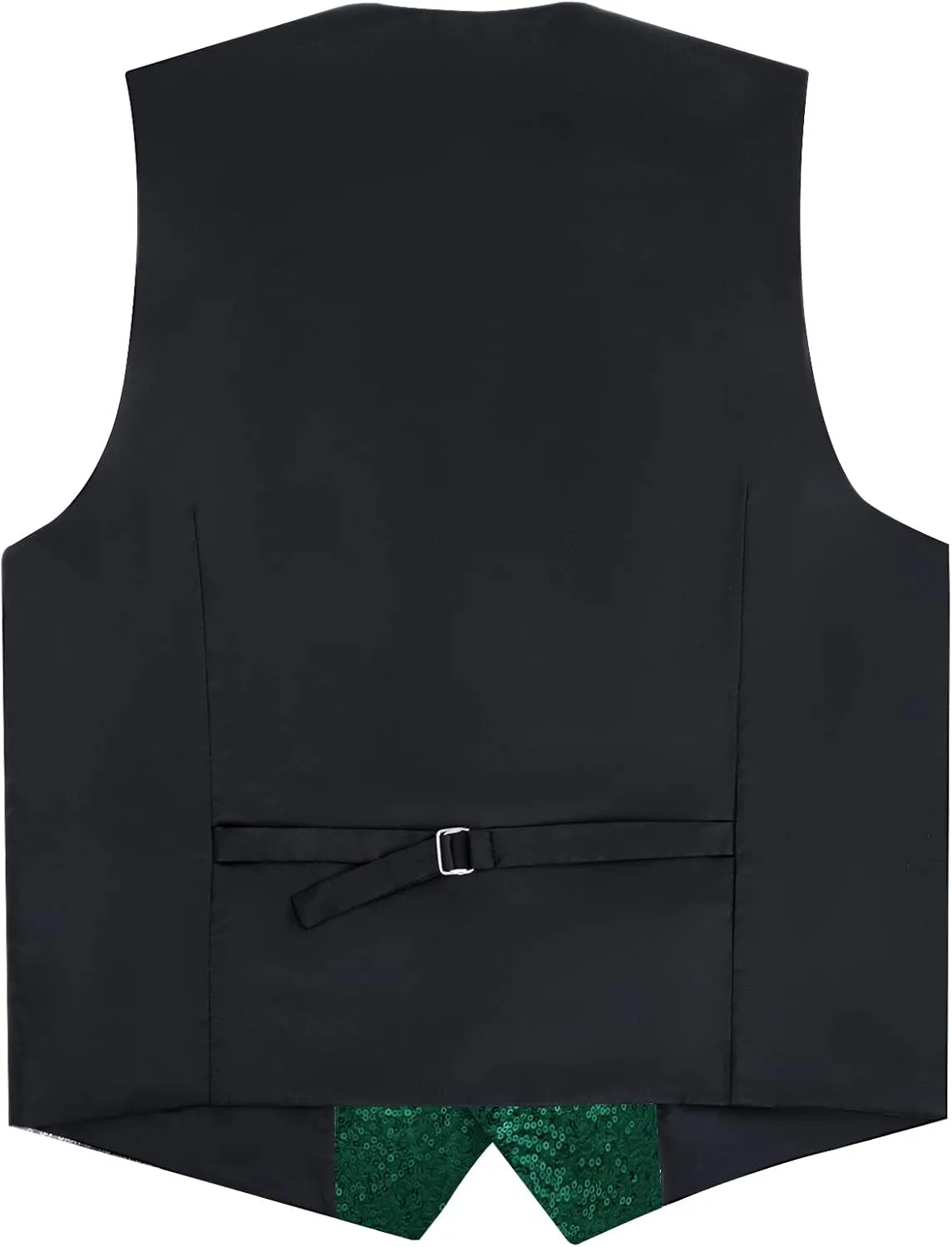 DiBanGu Mens Sequin Vest Casual V-neck Shiny Waistcoat Tie and Pocket Square Set Sharkly Solid Dress Vest for Prom Party